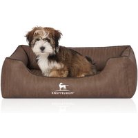 Knuffelwuff Orthopädisches Hundebett Tampa aus laser-gestepptem Kunstleder braun M-L von Knuffelwuff
