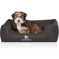 Knuffelwuff Orthopädisches Hundebett Tampa aus laser-gestepptem Kunstleder schwarz M-L von Knuffelwuff