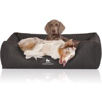 Knuffelwuff Orthopädisches Hundebett Tampa aus laser-gestepptem Kunstleder schwarz XL von Knuffelwuff