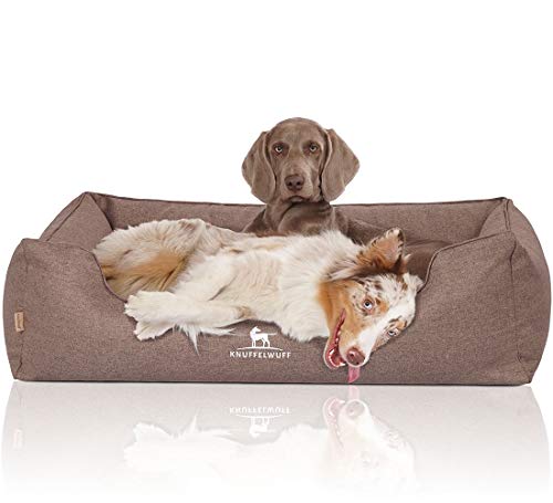 Knuffelwuff Orthopädisches Hundebett Wippo aus Velours mit Handwebcharakter XXL 120 x 85cm Potatoe - abnehmbarer Bezug - waschbar - für große, mittelgroße und kleine Hunde von Knuffelwuff