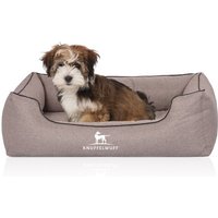 Knuffelwuff Orthopädisches Hundebett Wippo aus Velours mit Handwebcharakter grau M-L von Knuffelwuff