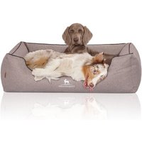 Knuffelwuff Orthopädisches Hundebett Wippo aus Velours mit Handwebcharakter grau XXL von Knuffelwuff