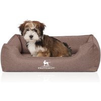 Knuffelwuff Orthopädisches Hundebett Wippo aus Velours mit Handwebcharakter rehbraun M-L von Knuffelwuff
