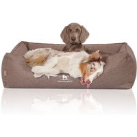 Knuffelwuff Orthopädisches Hundebett Wippo aus Velours mit Handwebcharakter rehbraun XXXL von Knuffelwuff
