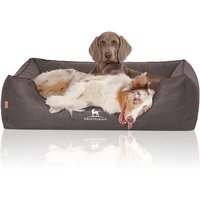 Knuffelwuff Orthopädisches Hundebett Wippo aus Velours mit Handwebcharakter schwarz XL von Knuffelwuff
