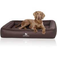 Knuffelwuff Orthopädisches Hundebett aus Laser gestepptem Kunstleder Hampstead braun XXXL von Knuffelwuff