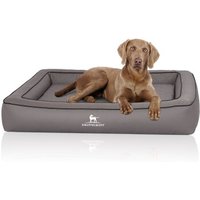 Knuffelwuff Orthopädisches Hundebett aus Laser gestepptem Kunstleder Hampstead grau XXXL von Knuffelwuff