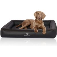 Knuffelwuff Orthopädisches Hundebett aus Laser gestepptem Kunstleder Hampstead schwarz M-L von Knuffelwuff