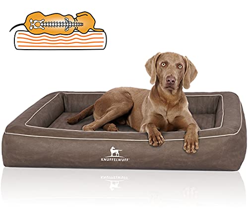 Knuffelwuff Orthopädisches Hundebett aus Laser gestepptem Kunstleder Montego XXXL 155 x 125cm Braungrau Knuffelwuff Orthopädisches Hundebett aus Laser gestepptem Kunstleder Montego XXXL 155 x 125cm Braungrau von Knuffelwuff
