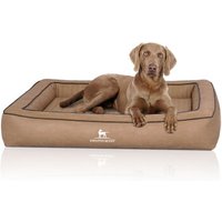 Knuffelwuff Orthopädisches Hundebett aus Laser gestepptem Kunstleder Montego braun/ beige M-L von Knuffelwuff