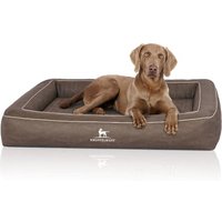 Knuffelwuff Orthopädisches Hundebett aus Laser gestepptem Kunstleder Montego braun/ grau XXXL von Knuffelwuff