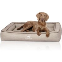 Knuffelwuff Orthopädisches Hundebett aus Laser gestepptem Kunstleder Montego grau XXL von Knuffelwuff