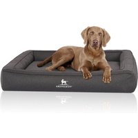 Knuffelwuff Orthopädisches Hundebett aus Velours mit Handwebcharakter Yukon anthrazit M-L von Knuffelwuff