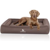 Knuffelwuff Orthopädisches Hundebett aus Velours mit Handwebcharakter Yukon braun/ grau XXXL von Knuffelwuff