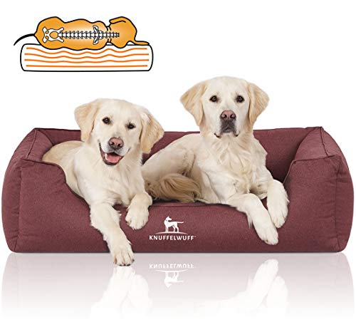 Knuffelwuff Orthopädisches Wasserabweisendes Hundebett Leon M-L 85 x 63cm Rot von Knuffelwuff