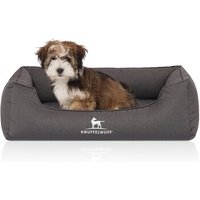 Knuffelwuff Orthopädisches Wasserabweisendes Hundebett Leon aus Velours mit Handwebcharakter anthrazit M-L von Knuffelwuff