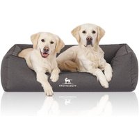 Knuffelwuff Orthopädisches Wasserabweisendes Hundebett Leon aus Velours mit Handwebcharakter anthrazit XL von Knuffelwuff