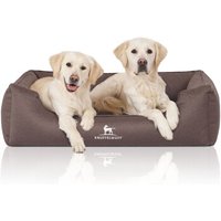Knuffelwuff Orthopädisches Wasserabweisendes Hundebett Leon aus Velours mit Handwebcharakter braun/ grau XL von Knuffelwuff