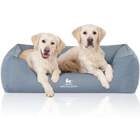 Knuffelwuff Orthopädisches Wasserabweisendes Hundebett Leon aus Velours mit Handwebcharakter hellblau XL von Knuffelwuff