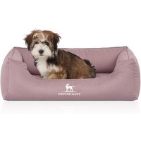 Knuffelwuff Orthopädisches Wasserabweisendes Hundebett Leon aus Velours mit Handwebcharakter hellrosa M-L von Knuffelwuff