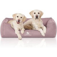 Knuffelwuff Orthopädisches Wasserabweisendes Hundebett Leon aus Velours mit Handwebcharakter hellrosa XXL von Knuffelwuff