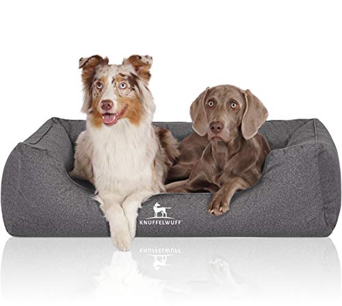 Knuffelwuff Orthopädisches Wasserabweisendes Hundebett Malou aus Velours mit Handwebcharakter XXL 120 x 85cm Grau - Abnehmbarer Bezug - waschbar - für große, mittelgroße und kleine Hunde Knuffelwuff Orthopädisches Wasserabweisendes Hundebett Malou aus Velours mit Handwebcharakter XXL 120 x 85cm Grau - Abnehmbarer Bezug - waschbar - für große, mittelgroße und kleine Hunde von Knuffelwuff