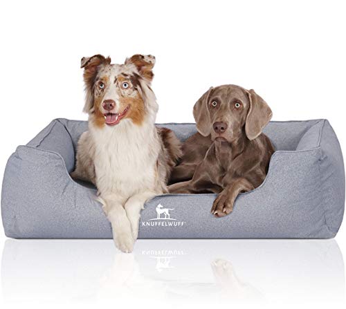 Knuffelwuff Orthopädisches Wasserabweisendes Hundebett Malou aus Velours mit Handwebcharakter XXL 120 x 85cm Hellblau - Abnehmbarer Bezug - waschbar - für große, mittelgroße und kleine Hunde Knuffelwuff Orthopädisches Wasserabweisendes Hundebett Malou aus Velours mit Handwebcharakter XXL 120 x 85cm Hellblau - Abnehmbarer Bezug - waschbar - für große, mittelgroße und kleine Hunde von Knuffelwuff