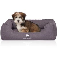 Knuffelwuff Orthopädisches Wasserabweisendes Hundebett Malou aus Velours mit Handwebcharakter grau M-L von Knuffelwuff
