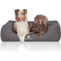 Knuffelwuff Orthopädisches Wasserabweisendes Hundebett Malou aus Velours mit Handwebcharakter grau XXL von Knuffelwuff