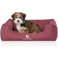 Knuffelwuff Orthopädisches Wasserabweisendes Hundebett Malou aus Velours mit Handwebcharakter rot M-L von Knuffelwuff