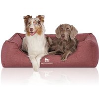 Knuffelwuff Orthopädisches Wasserabweisendes Hundebett Malou aus Velours mit Handwebcharakter rot XL von Knuffelwuff