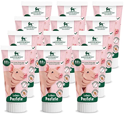 Knuffelwuff Tuben Snack Hunde Leckerlis Leberwurst 12er Pack- mit extra viel frischem Fleisch - ohne Konservierungsmittel, ohne Zusatz von Zucker und Getreide - Ideal auch für Welpen - Made in Germany von Knuffelwuff