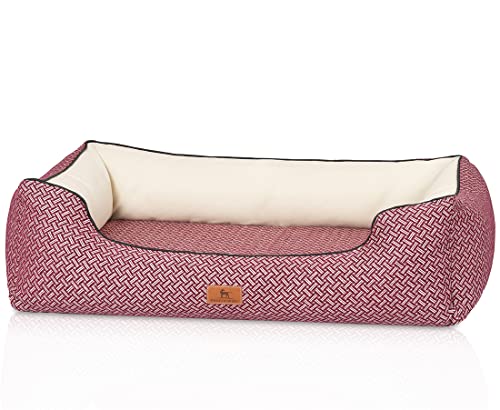 Knuffelwuff Orthopädisches Design Hundebett Sanford XXL 120 x 85cm Rot - Hundesofa mit erhöhte Ränder und abnehmbarem Bezug - leicht zu reinigen - für große, mittelgroße und kleine Hunde von Knuffelwuff