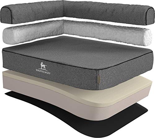 Knuffelwuff Orthopädisches Eck Hundebett Marlie Hundesofa aus Velours mit Handwebcharakter XXXL 140 x 100cm Lehne Links Grau - abnehmbarer Bezug - waschbar - für große, mittelgroße und kleine Hunde Knuffelwuff Orthopädisches Eck Hundebett Marlie Hundesofa aus Velours mit Handwebcharakter XXXL 140 x 100cm Lehne Links Grau - abnehmbarer Bezug - waschbar - für große, mittelgroße und kleine Hunde von Knuffelwuff