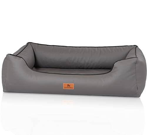 Knuffelwuff orthopädisches Hundebett Montana aus Kunstleder XXL 120 x 85cm Grau - Abnehmbarer Bezug - leicht zu reinigen - für große, mittelgroße und kleine Hunde Knuffelwuff orthopädisches Hundebett Montana aus Kunstleder XXL 120 x 85cm Grau - Abnehmbarer Bezug - leicht zu reinigen - für große, mittelgroße und kleine Hunde von Knuffelwuff