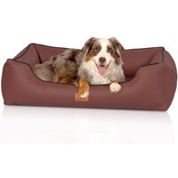 Knuffelwuff orthopädisches Hundebett Montana aus Kunstleder braun/ rot XXXL von Knuffelwuff