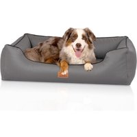 Knuffelwuff orthopädisches Hundebett Montana aus Kunstleder grau XXL von Knuffelwuff