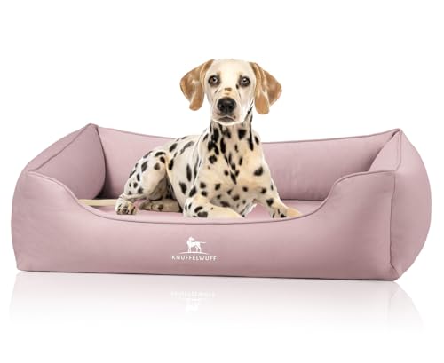 Knuffelwuff orthopädisches Hundebett Oliver, M-L - Rosa | Easy Clean Wildlederoptik | Memory Foam | wasserabweisend waschbar | gelenkschonend robust für kleine bis große Hunde von Knuffelwuff