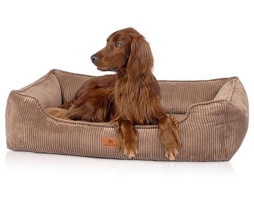 Knuffelwuff orthopädisches Hundebett aus Cord mit Handwebcharakter Nunavut XXL 120 x 85cm Braun - Abnehmbarer Bezug - waschbar - für große, mittelgroße und kleine Hunde von Knuffelwuff