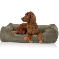 Knuffelwuff orthopädisches Hundebett aus Cord mit Handwebcharakter Nunavut khaki M-L von Knuffelwuff