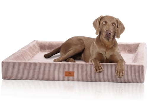 Knuffelwuff orthopädisches Hundebett aus Cord mit Handwebcharakter Santiago M-L 85 x 65cm Rosa - Abnehmbarer Bezug - waschbar - für große, mittelgroße und kleine Hunde von Knuffelwuff