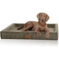 Knuffelwuff orthopädisches Hundebett aus Cord mit Handwebcharakter Santiago khaki M-L von Knuffelwuff