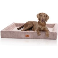 Knuffelwuff orthopädisches Hundebett aus Cord mit Handwebcharakter Santiago rosa XL von Knuffelwuff