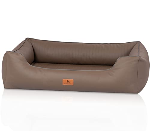 Knuffelwuff orthopädisches Hundebett aus Kunstleder Lovelock M-L 85 x 63cm Earth von Knuffelwuff