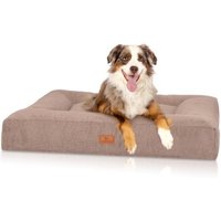 Knuffelwuff orthopädisches Hundebett aus Velours mit Handwebcharakter Sofia beige XXL von Knuffelwuff