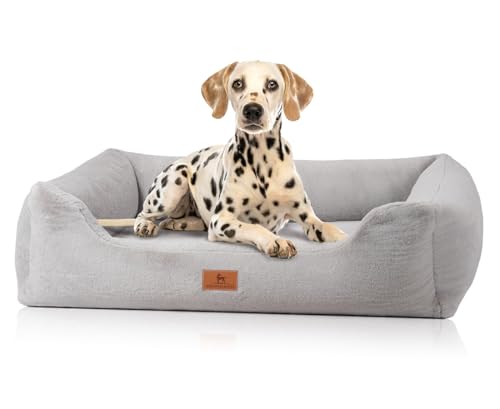 Knuffelwuff orthopädisches Hundebett aus kuschelig weichem Kaninchen Fellimitat Schnuffelupagus XXL 120 x 85cm Grau | Abnehmbarer Bezug | waschbar | für große, mittelgroße und kleine Hunde Knuffelwuff orthopädisches Hundebett aus kuschelig weichem Kaninchen Fellimitat Schnuffelupagus XXL 120 x 85cm Grau | Abnehmbarer Bezug | waschbar | für große, mittelgroße und kleine Hunde von Knuffelwuff