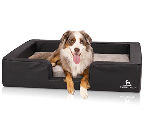 Knuffelwuff orthopädisches Hundebett mit Wendekissen aus Kunstleder Indianapolis 100 x 80cm Schwarz - Abnehmbarer Bezug - waschbar - für große, mittelgroße und kleine Hunde Knuffelwuff orthopädisches Hundebett mit Wendekissen aus Kunstleder Indianapolis 100 x 80cm Schwarz - Abnehmbarer Bezug - waschbar - für große, mittelgroße und kleine Hunde von Knuffelwuff