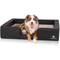 Knuffelwuff orthopädisches Hundebett mit Wendekissen aus Kunstleder Indianapolis schwarz XL von Knuffelwuff