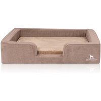Knuffelwuff orthopädisches Hundebett mit Wendekissen aus Velours Bellamy braun XXL von Knuffelwuff