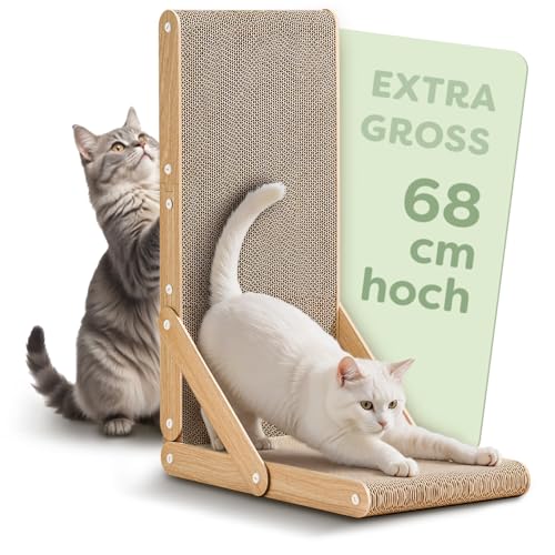 Knupis Kratzbrett Katze Groß 68 cm L Förmig - 5cm Extra Dick - Beidseitig nutzbar für 1 Jahr Spaß - Einfacher Aufbau - Widerstandsfähige Katzenkratzbrett für Wand und Ecke Knupis Kratzbrett Katze Groß 68 cm L Förmig - 5cm Extra Dick - Beidseitig nutzbar für 1 Jahr Spaß - Einfacher Aufbau - Widerstandsfähige Katzenkratzbrett für Wand und Ecke von Knupis